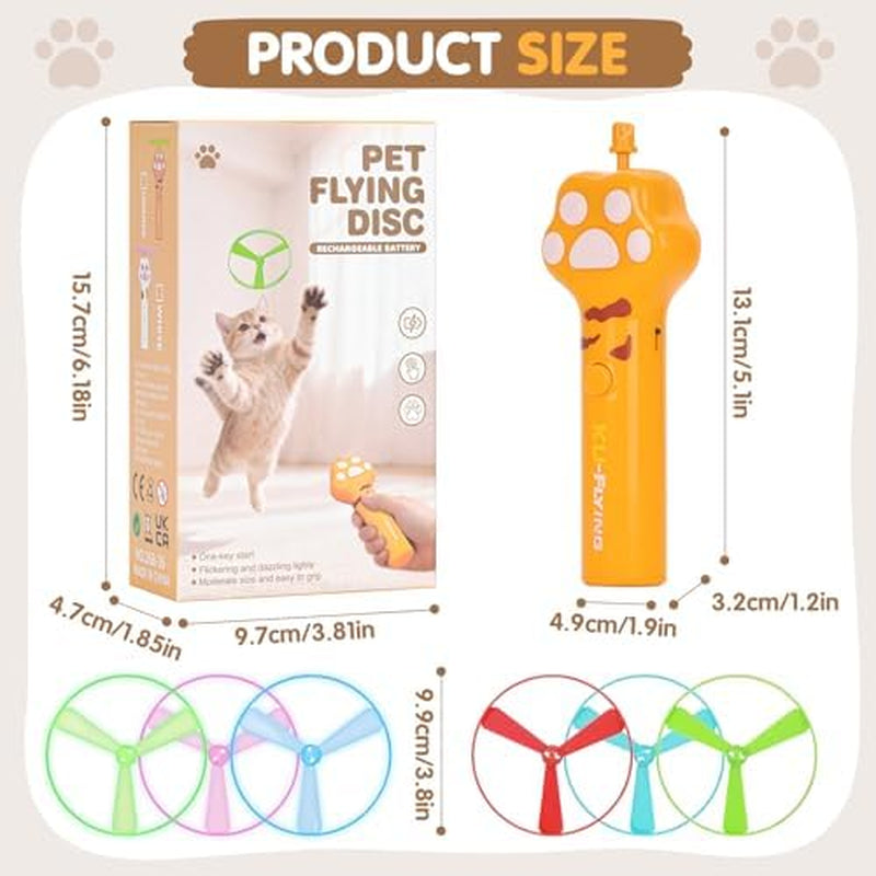 Cat Fetch Toy, Rechargeable Flying Disc Launcher with 6 Flying Discs, Cat Interactive Hunting Toys for Outdoor & Indoor