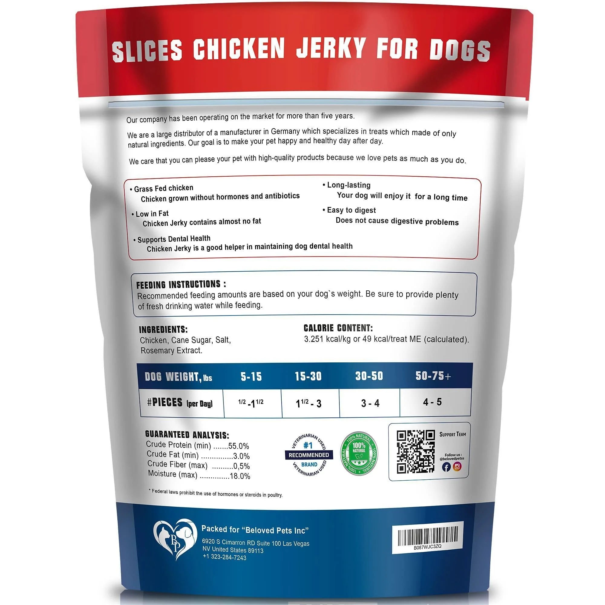 Chicken Jerky Dog Treats 1.5 Lb Human-Grade Grain-Free