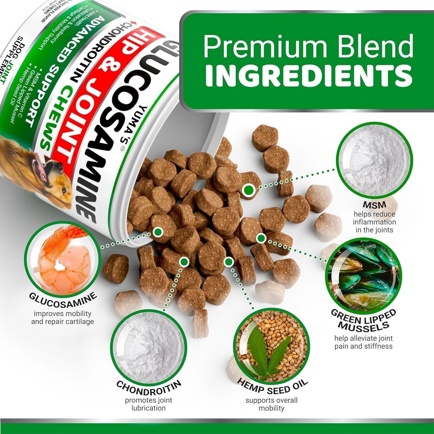Glucosamine for Dogs 2-Pack Chondroitin Joint Pain Relief
