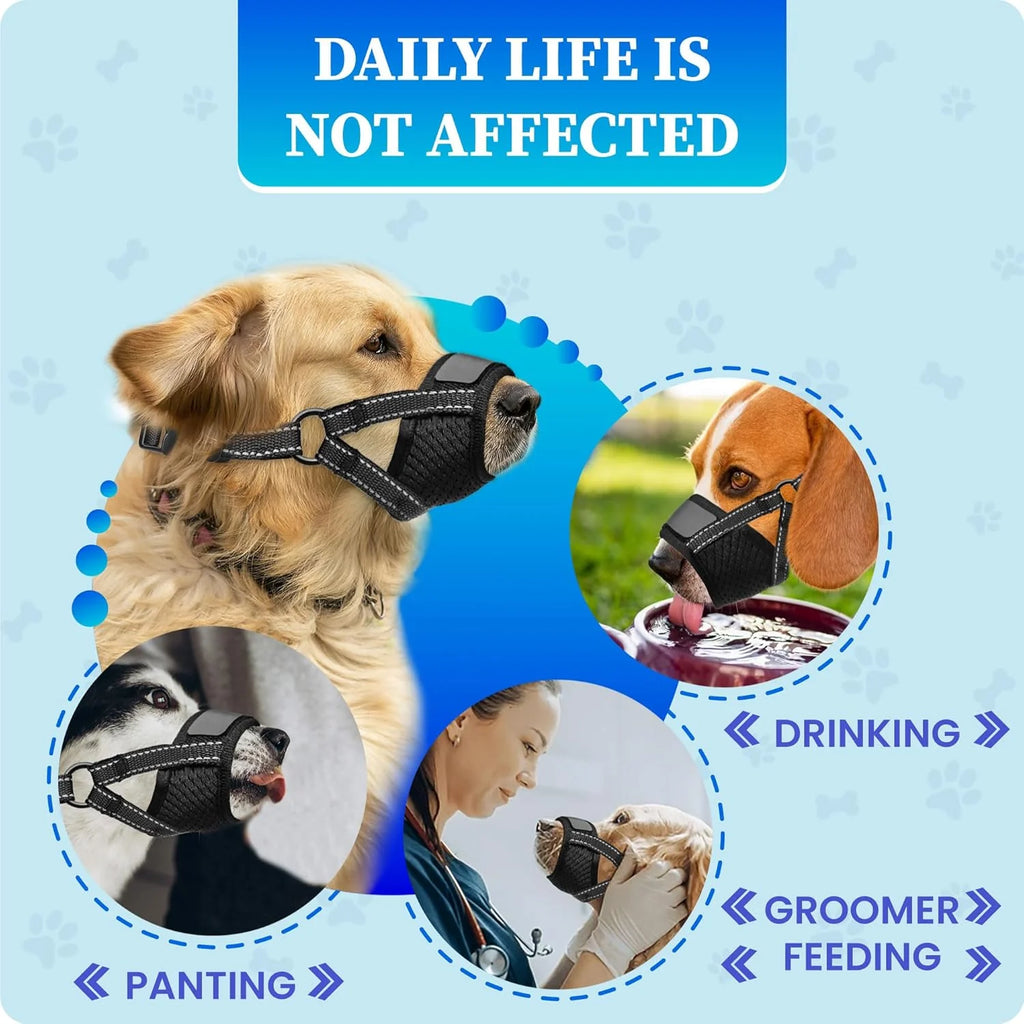 Dog Muzzle for Large Dogs - Soft Breathable Muzzle for Large Sized Dog with Air Mesh | Adjustable Mussels for Dogs Grooming | Muzzles to Prevent Biting Barking Chewing Allows Panting Drinking