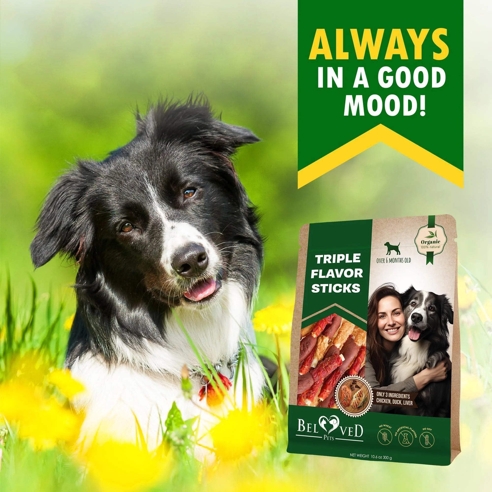 Rawhide Treats for Dogs Duck & Chicken Grain-Free Chews Dental Support