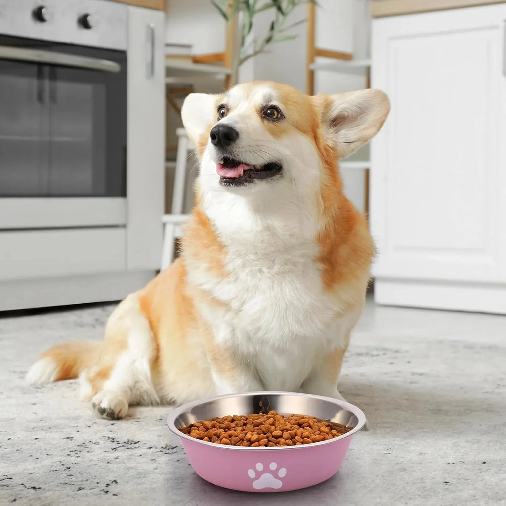 Dog Bowls Stainless Steel Dogs Feeding Bowls with Non-Slip Silicone Sole Dog Food Water Bowl Pet Bowl Dog Dishes for Dog Cat Pet