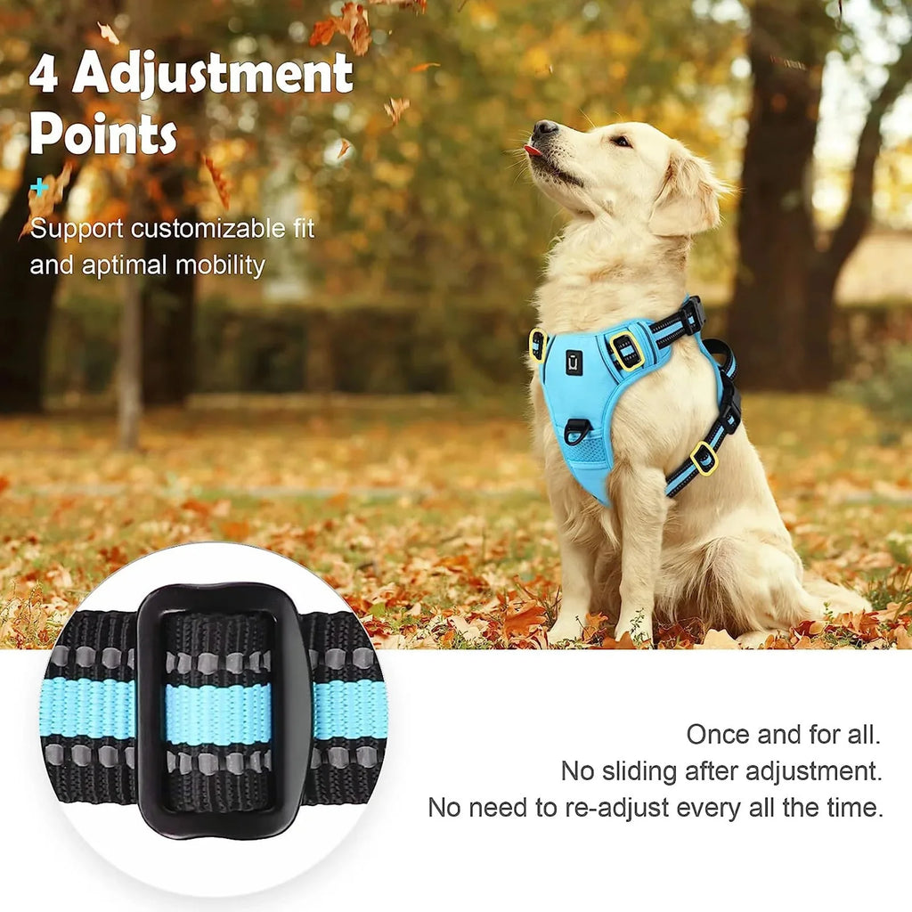 No Pull Dog Harness, Adjustable Soft Padded Pet Vest with Easy Control Handle (M)