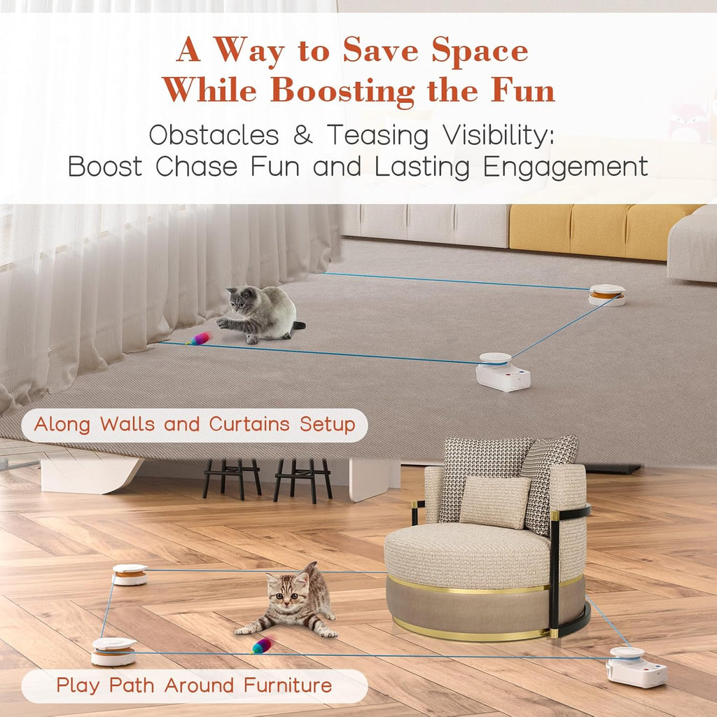 Interactive Cat Toy for Indoor Cats – Automatic Moving & Enrichment Toy for Indoor Cats/Kitten, Auto/Manual Control Cat Treadmill for Exercise & Mental Stimulation, Stimulating Chase Toys