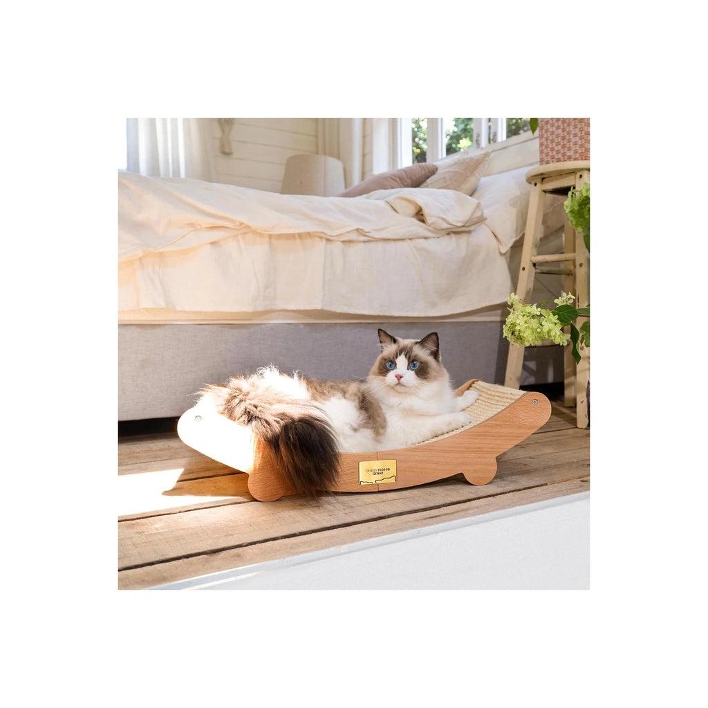 PETS Sisal Cat Scratcher Bed for Indoor Cats Hammock for Scratching Pad Cat Chair Natural Sisal Scratch Post for Large Cats Scratcher Lounge, Wooden Cat Furniture
