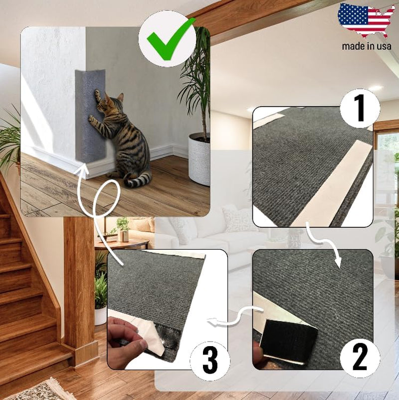 Wall Cat Scratcher & Corner Cat Scratcher – Indoor Scratching Post for Cats – Carpet Scratching Pad – Corner Scratchers for Indoor Cats – Wall Mounted Cat Mat