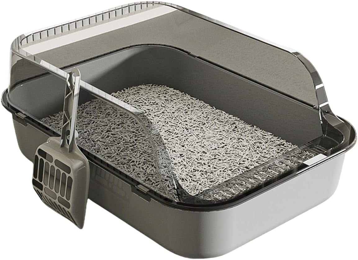 Semi-Enclosed Toilet,Anti-Spill Design,Thickened Structure Odor Blocking, Simple Pet Litter Box,High Side Anti-Splashing, Semi-Enclosed Removable Cats Litter Boxes, Easy To-Clean