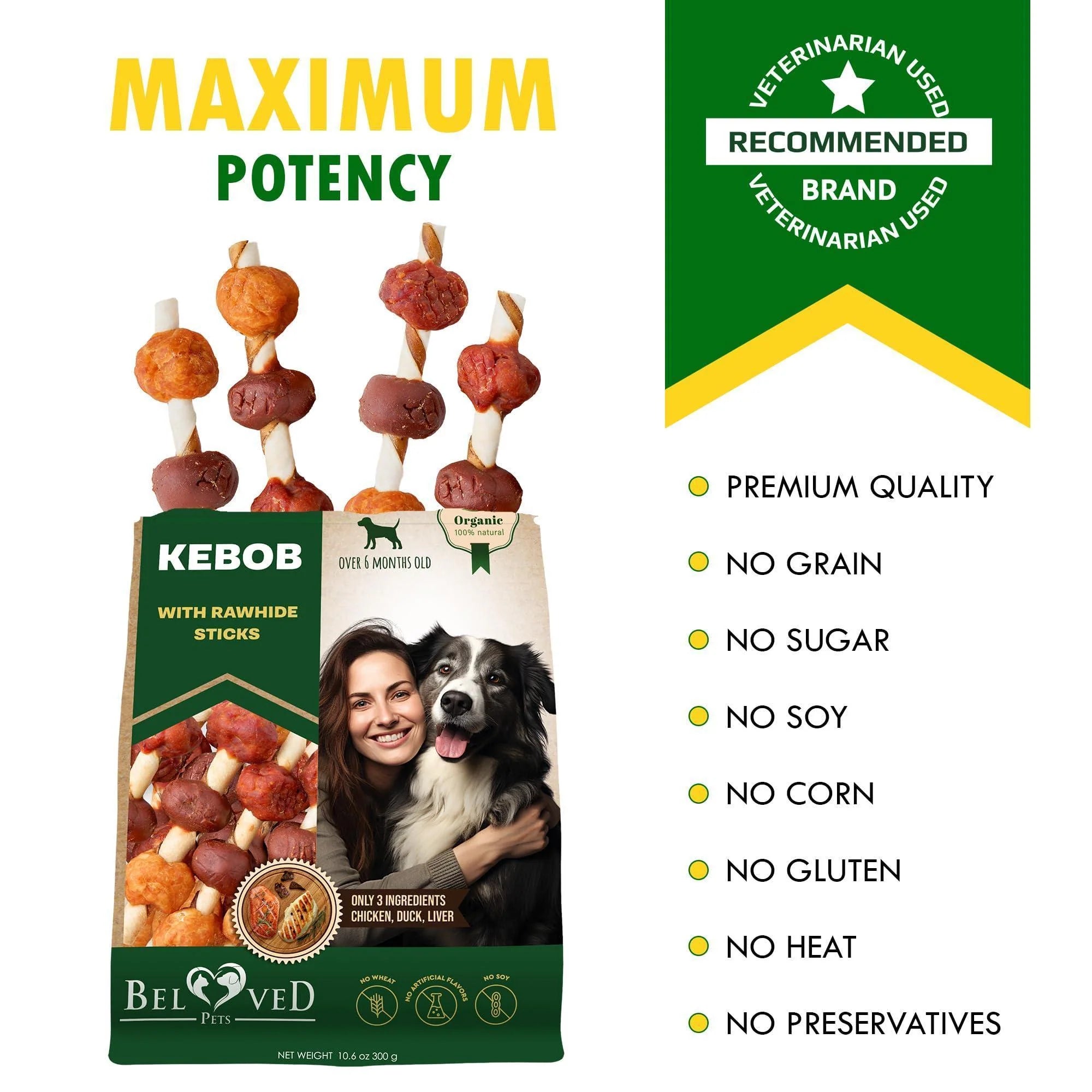 Rawhide Treats for Dogs Duck & Chicken Human-Grade 10.6 Oz