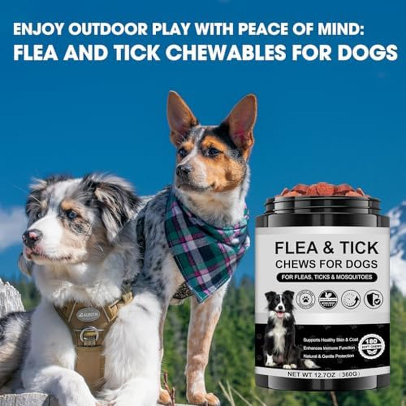 Dog Flea and Tick Chewable Supplement – Natural Support for Skin & Coat Health, Seasonal Comfort & Itch Relief – 180 Soft Chews with Chicken Flavor for Dogs & Puppies (180Pcs)