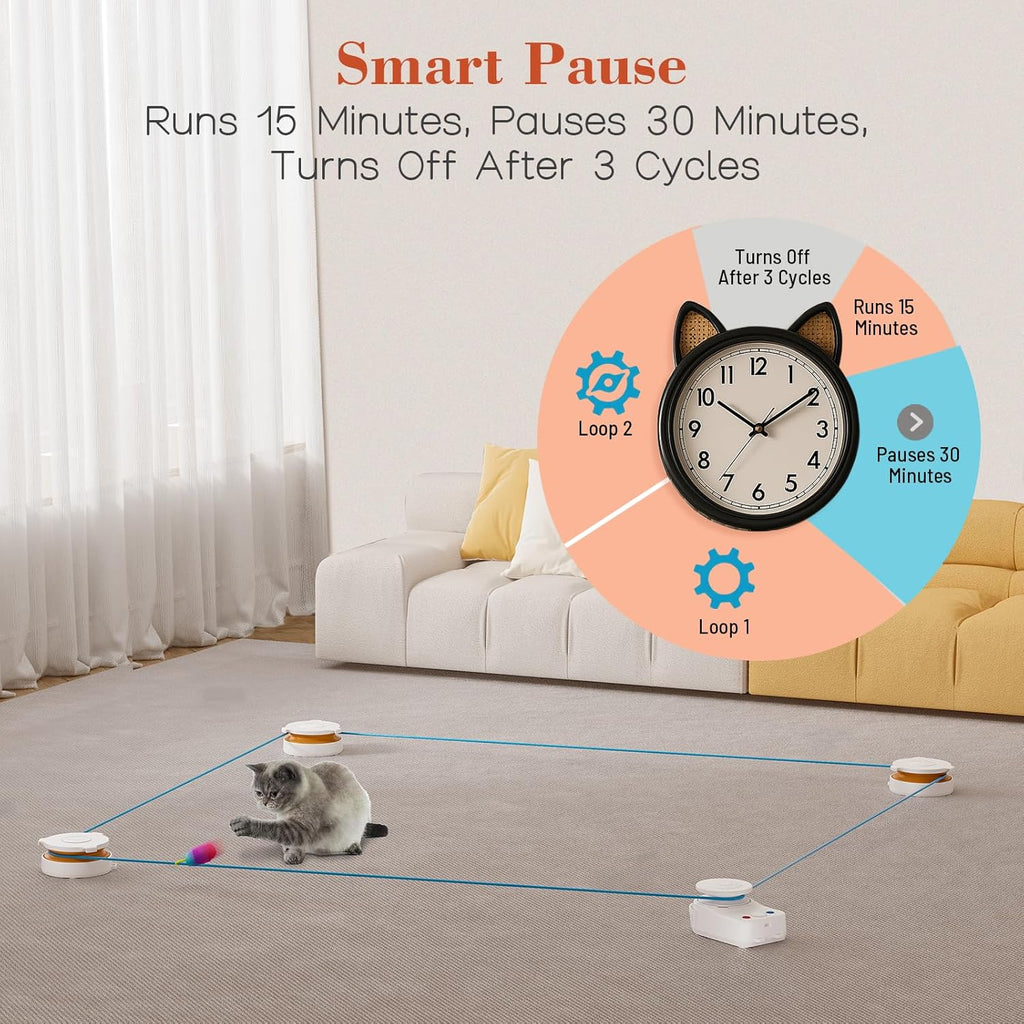 Interactive Cat Toy for Indoor Cats – Automatic Moving & Enrichment Toy for Indoor Cats/Kitten, Auto/Manual Control Cat Treadmill for Exercise & Mental Stimulation, Stimulating Chase Toys