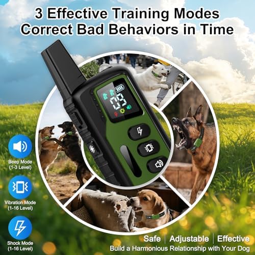 Shock Collar for Dogs, Ultimate Dog Training Collar with Remote, 4500FT Range, IP68 Waterproof, 3 Humane Modes (Beep, Vibration, Shock), Safety Lock & Safety Light – for Small, Medium & Large Dogs