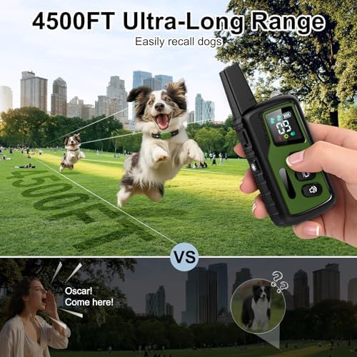 Shock Collar for Dogs, Ultimate Dog Training Collar with Remote, 4500FT Range, IP68 Waterproof, 3 Humane Modes (Beep, Vibration, Shock), Safety Lock & Safety Light – for Small, Medium & Large Dogs
