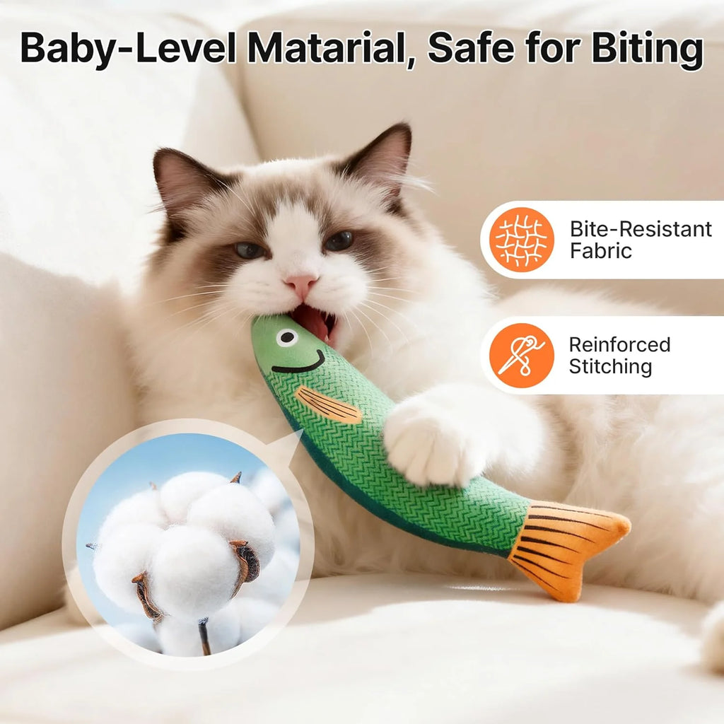 Cat Toys Saury Fish, 3 Pack, Catnip Crinkle Sound, Soft and Durable, Interactive Kitten Kicker for Indoor Kitty Exercise for All Breeds