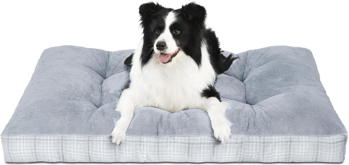 Washable L Dog Bed for Large Dogs with Anti-Slip Bottom, Premium Foam Pet Pad for Crate for Large Medium Small Sized Puppies(Grey)