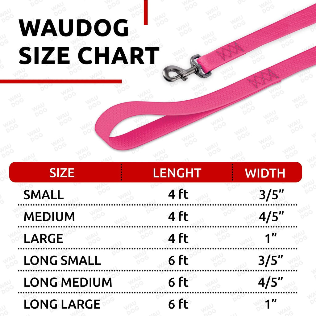 Waterproof Dog Leash 4 Ft & 6 Ft Anti-Slip All Sizes Pink