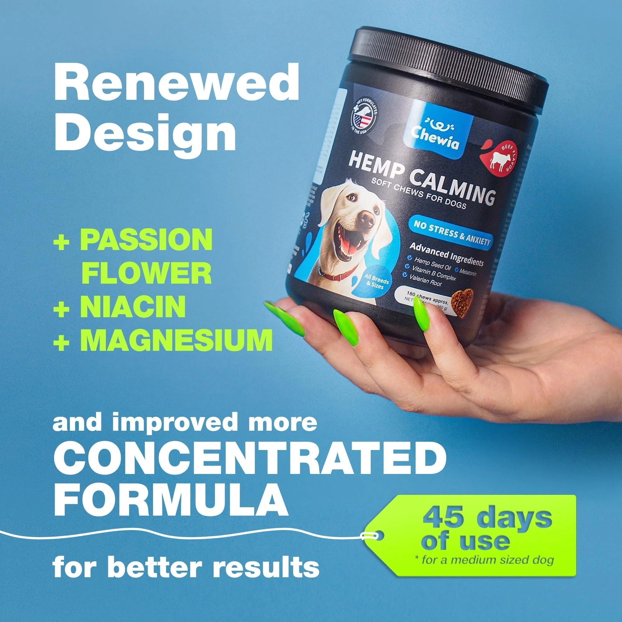 Hemp Calming Chews for Dogs Anxiety Relief L-Theanine & Chamomile