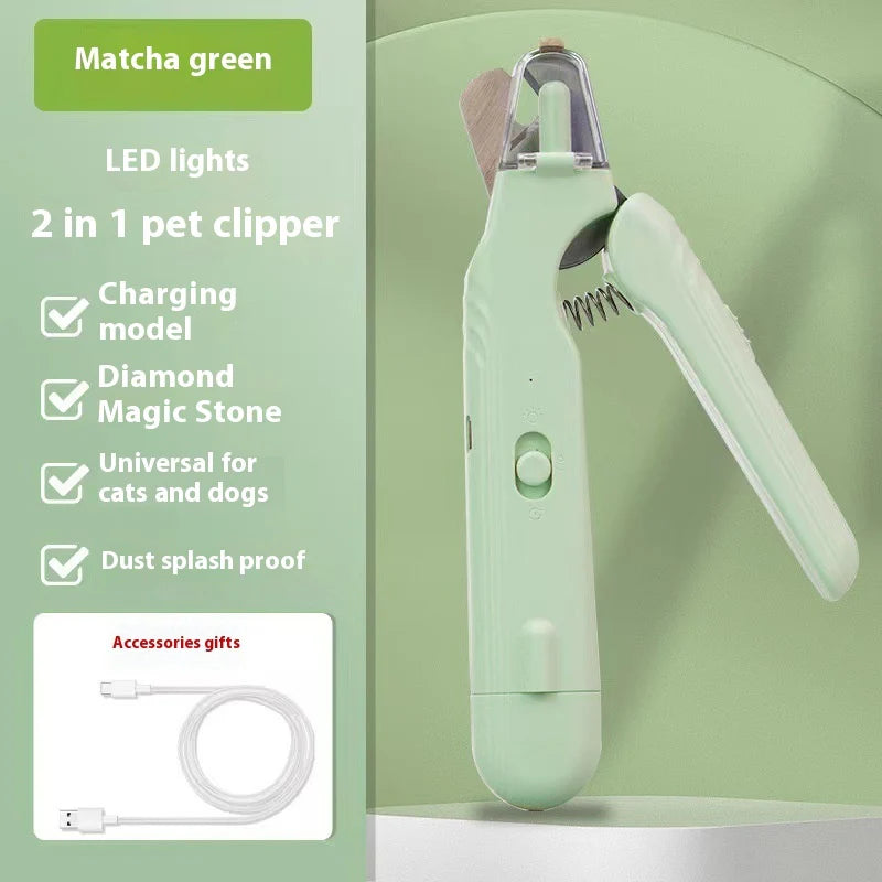 2 in 1 Pet Nail Clippers with Led Light Dog Cat Special Blood Line Scissors Multifunction Animals Paw Nail Trimmer Pet Supplies