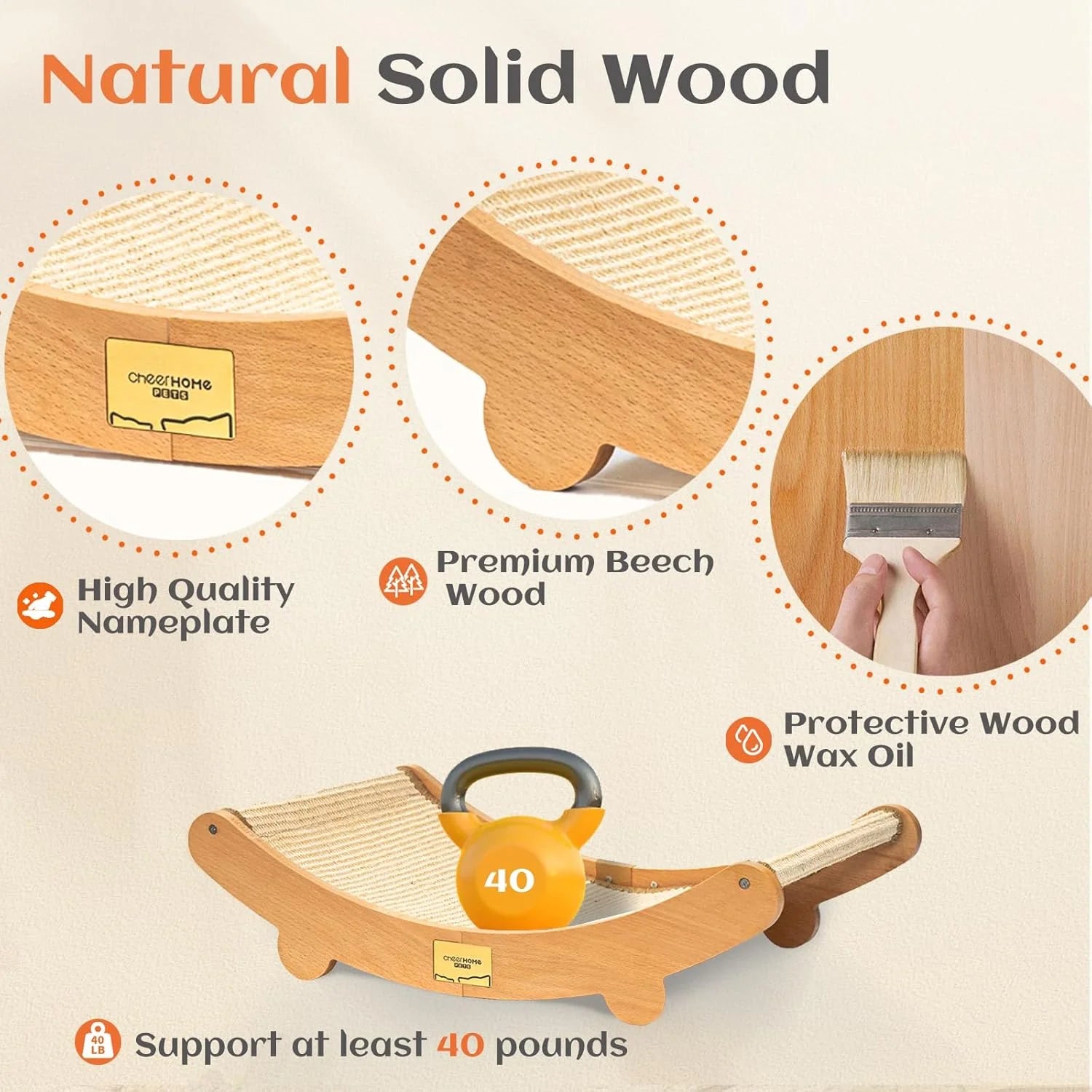 PETS Sisal Cat Scratcher Bed for Indoor Cats Hammock for Scratching Pad Cat Chair Natural Sisal Scratch Post for Large Cats Scratcher Lounge, Wooden Cat Furniture