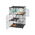 Cat Cage, 3-Tier DIY Catio Cat Enclosures, 24" X 16" X 36" Cat Playpen Indoor & Outdoor with Hammock, Detachable Metal Wire Kennel Cats Crate, 2X1X3 Exercise Place for 1-2 Cats/Kitten
