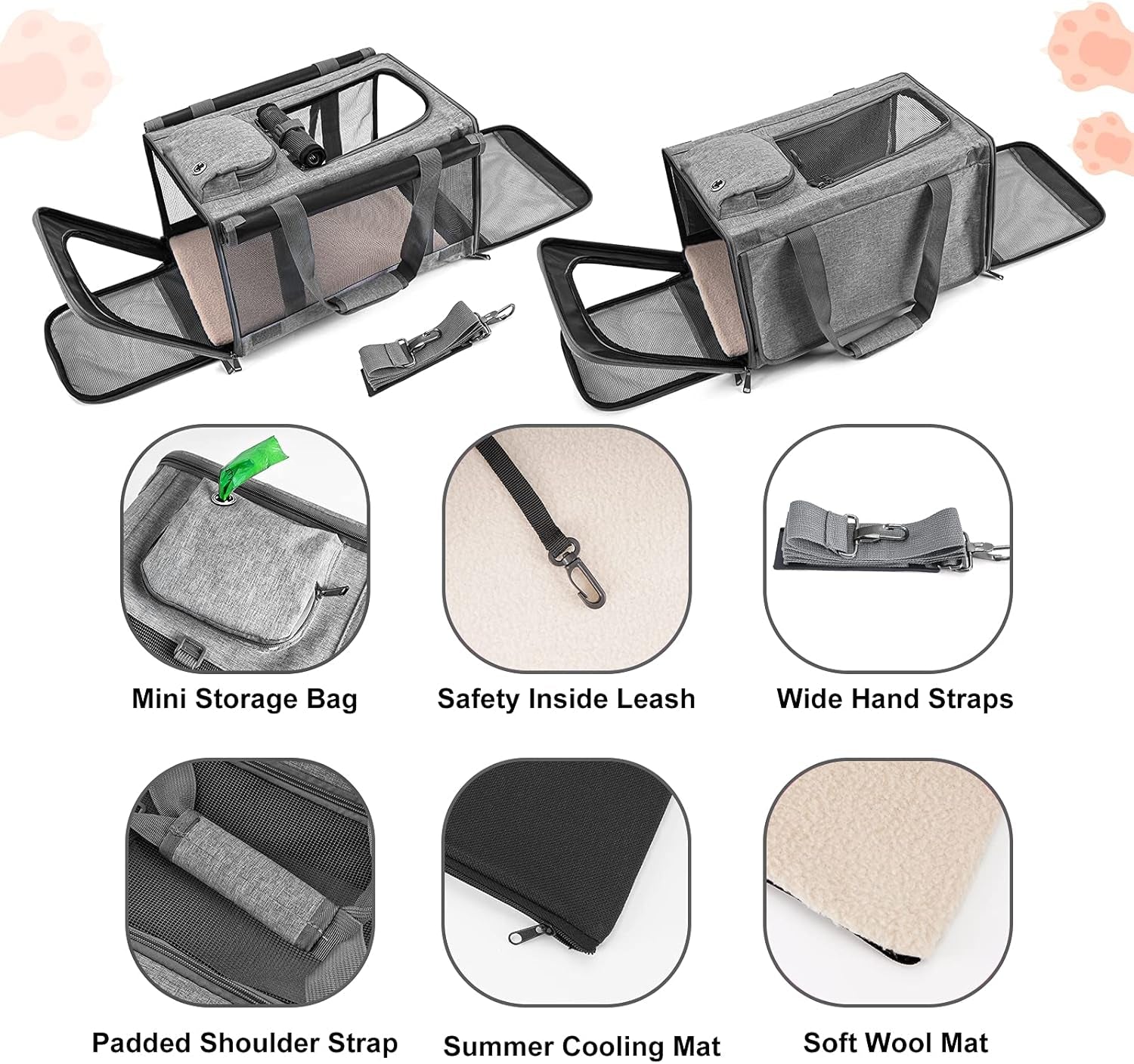 Pet Carrier for Large Cats, Soft-Sided Cat Carrier for Medium Big Cats and Puppy up to 20Lbs, Washable Dog Carrier Privacy Protection for Home Outdoor Travel