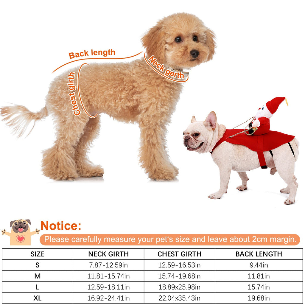 S-M-L-XL Options -- 1Pc Pet Christmas Costumes Red Winter Coat for Dog Riding Santa Claus with Bell Clothes New Year Outfit Cosplay Costumes Party Dress up for Cats
