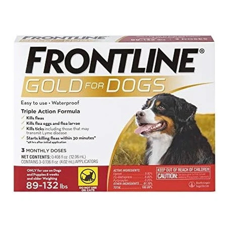 Gold Flea & Tick Treatment for X-Large Dogs up to 89 to 132 Lbs., Pack of 3