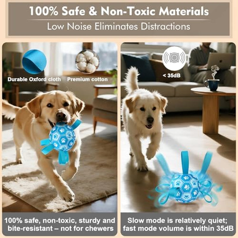 Interactive Dog Toys Dog Soccer Ball to Keep Them Busy,Durable Automatic Moving Jumping Dog Balls with Straps for Small/Medium/Large Dogs, USB Rechargeable,Not for Aggressive Chewers