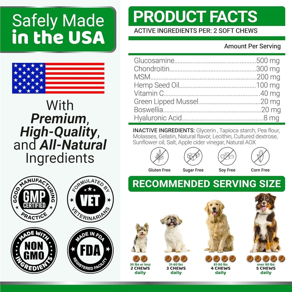 Glucosamine for Dogs 2-Pack Chondroitin Joint Pain Relief