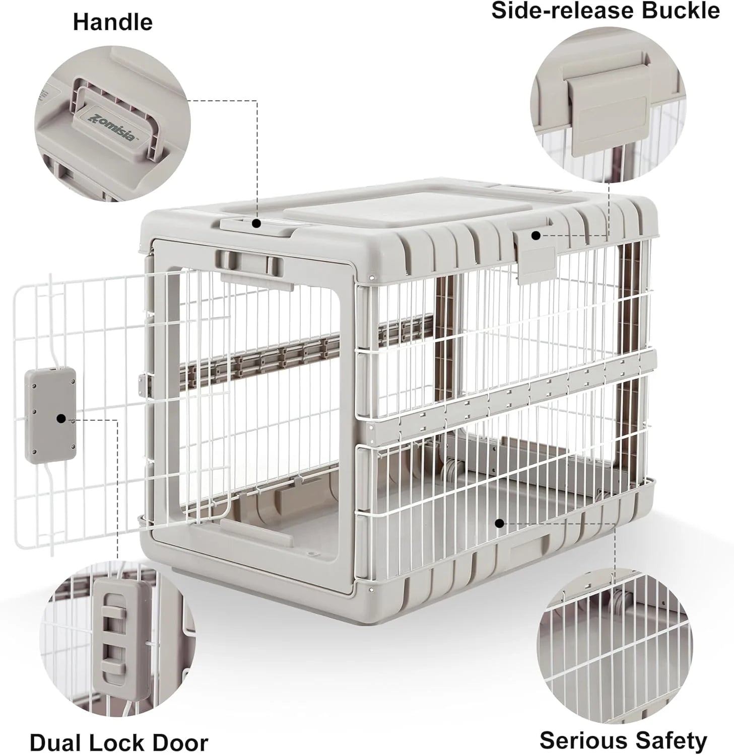 Foldable Dog Crate for Medium Dogs - 28" L Collapsible Dog Kennel No Tools Required with 4 Sides Steel Cage for Dogs Indoor, Portable Carrier with 2 Smooth Wheels for Travel