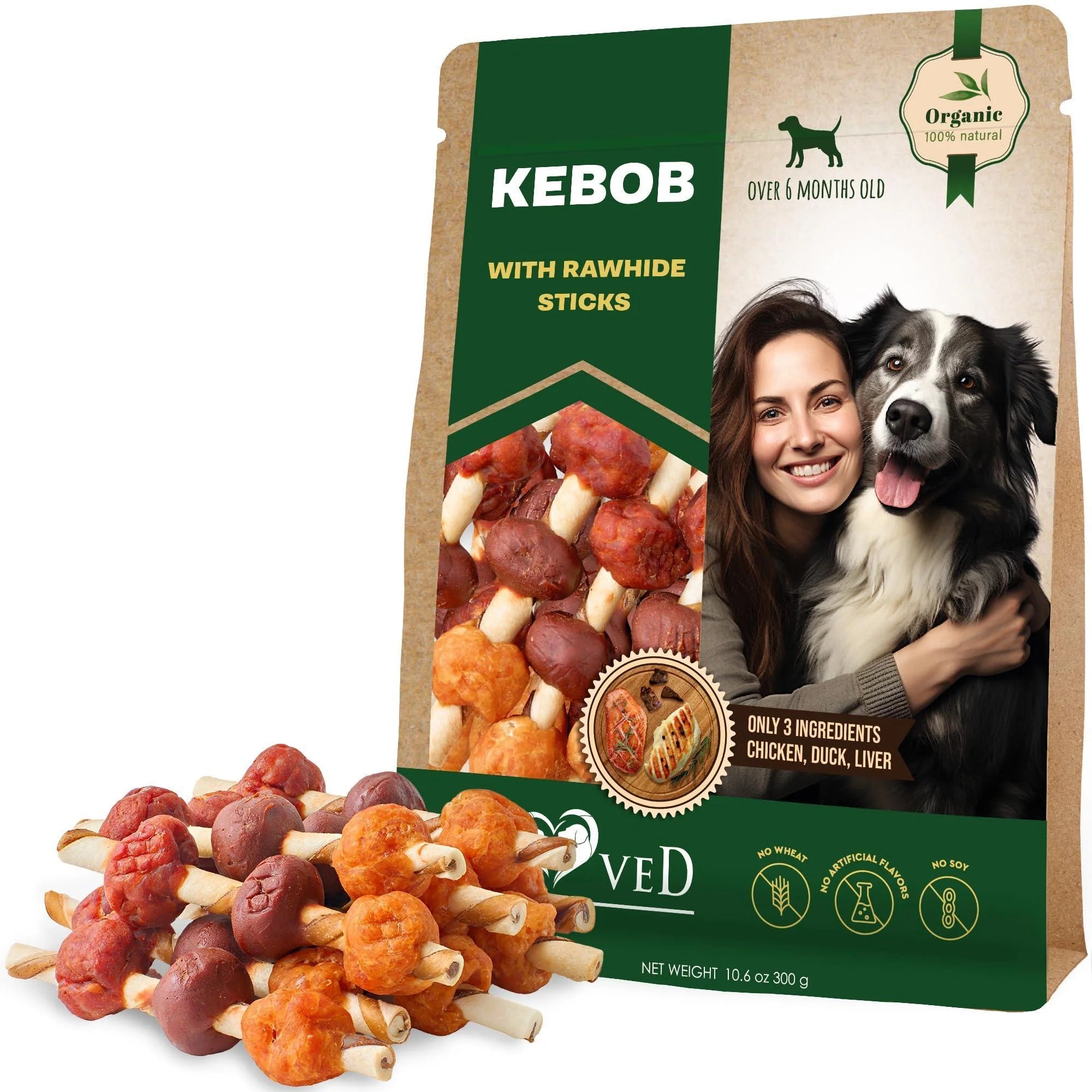 Rawhide Treats for Dogs Duck & Chicken Human-Grade 10.6 Oz