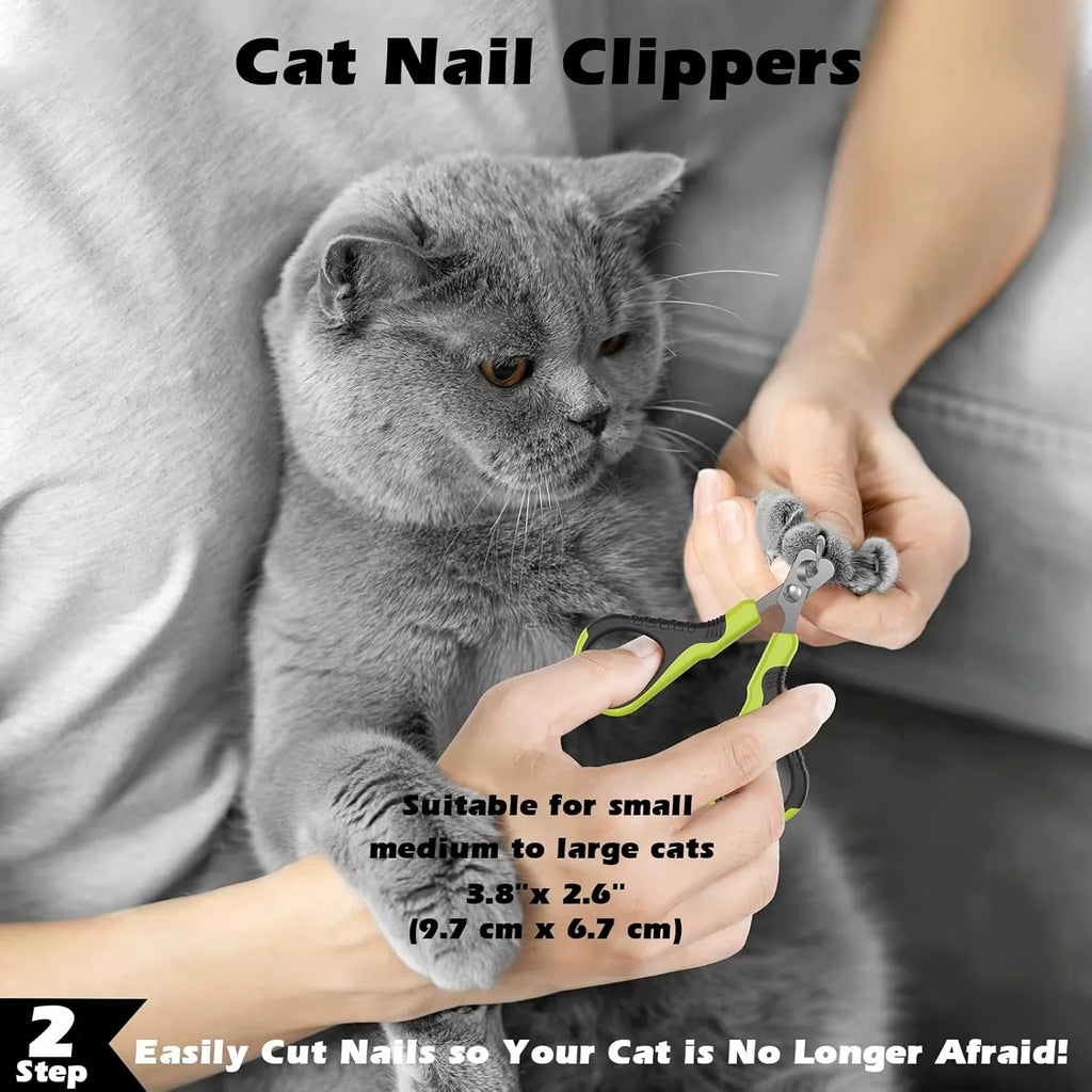 3PCS Cat Grooming Supplies, Cat Brush & Nail Clipper/Trimmer & Flea Comb for Shedding Indoor Cats Essentials Stuff Accessories