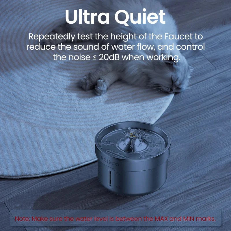 ROJECO Stainless Steel Cat Water Fountain Automatic Pet Drinking Fountain for Cat Dogs Drinker Rechargeable Pet Water Purifier