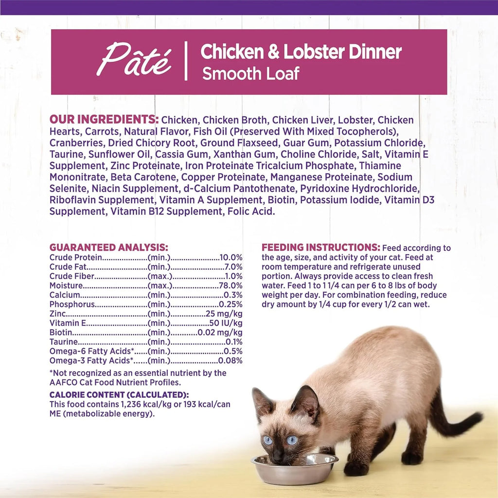 Health Pate Adult Wet Cat Food, Natural, Protein-Rich, Grain Free, 3 Ounce, 24 Pack, Chicken & Lobster