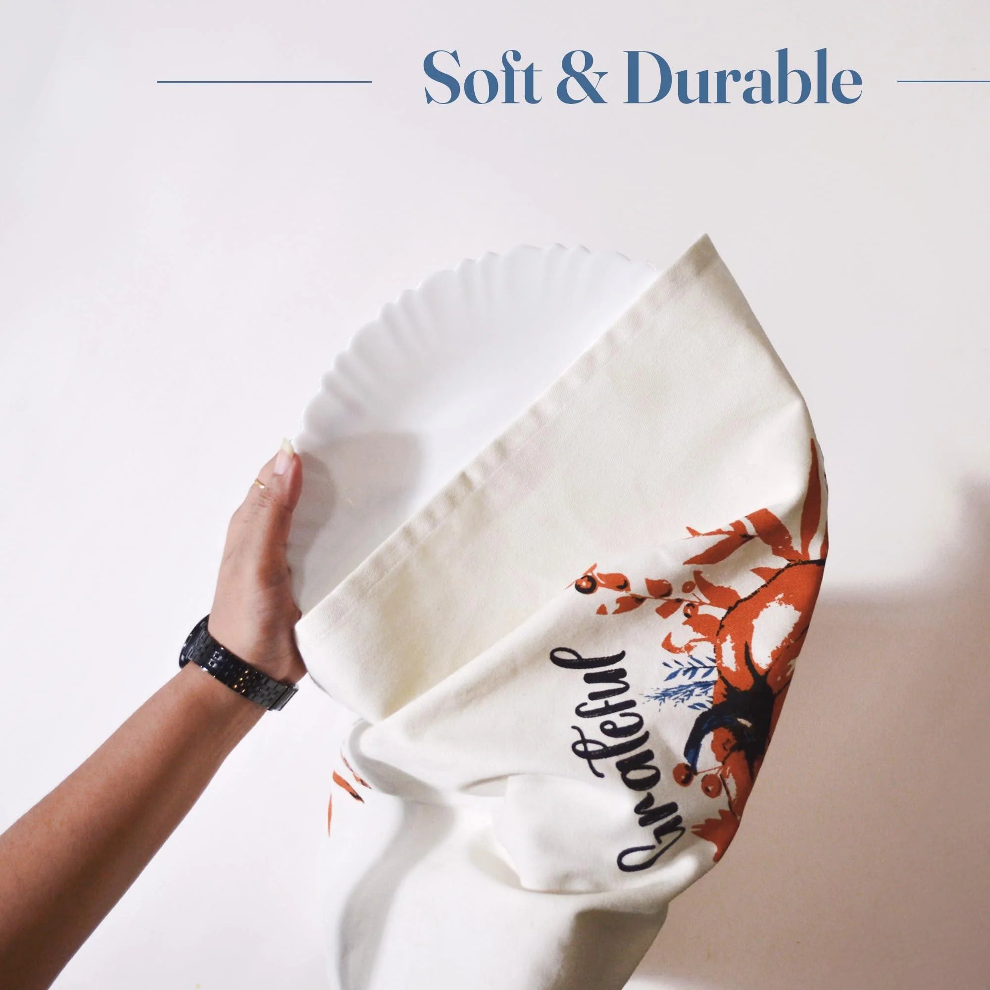 Set of 2 Thankful & Grateful Printed Dish Towels Hand Towels Boho Tea Towels Multifunctional Stylish Absorbent Quick Dry Soft 18 X28 100% Cotton Blue & Orange