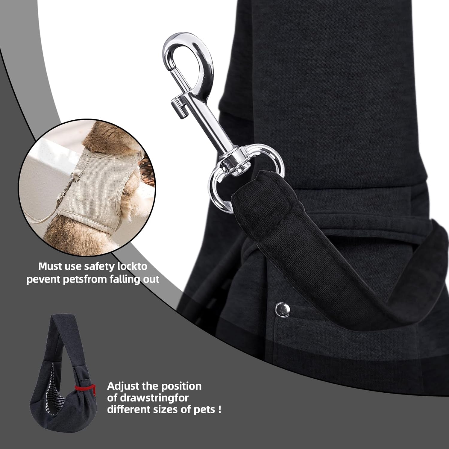Dog Carrier Sling - Reversible Puppy Carrier Purse with Storage Pocket, Hand-Free Dog Sling Carrier for Carry Small Dogs and Cats, Travel Safety Harness, Dog and Cat Harness