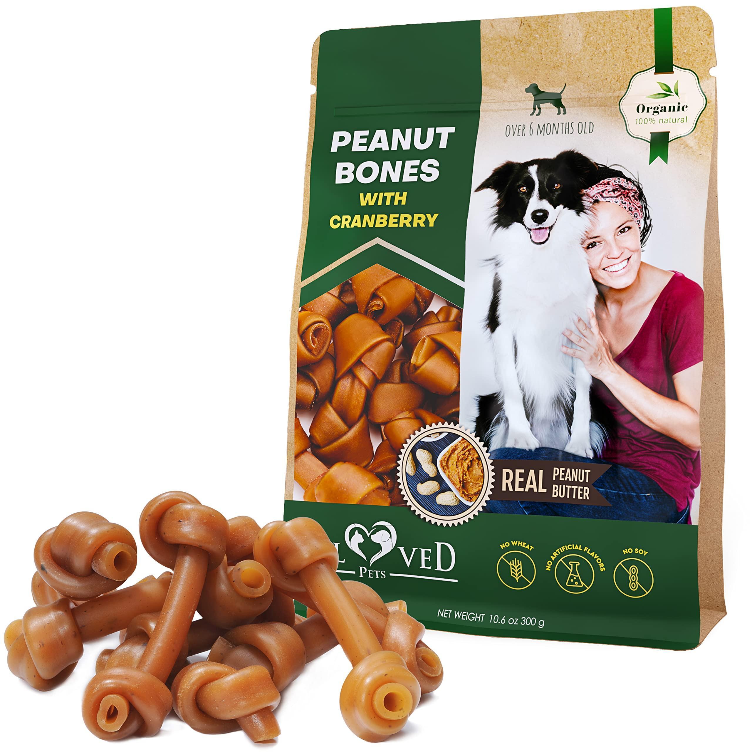 Peanut Butter Bones for Dogs Cranberry Rawhide-Free Chews
