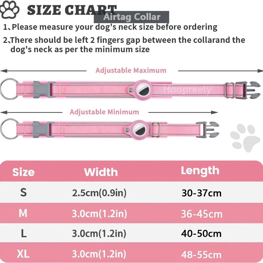 Reflective Airtag Dog Collar, Heavy Duty Dog Collar with Adjustable Airtag Holder Case Accessories for Large Dogs