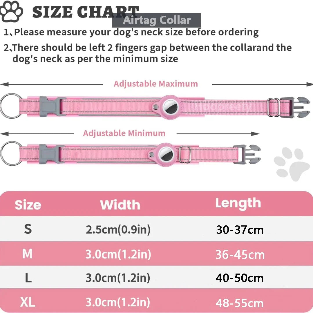 Reflective Airtag Dog Collar, Heavy Duty Dog Collar with Adjustable Airtag Holder Case Accessories for Large Dogs