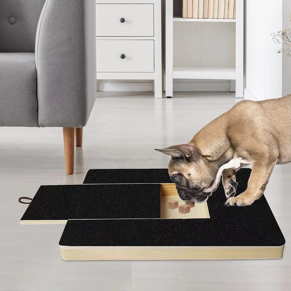 Dog Nail Scratch Board with Treat Drawer, Wooden Nail Scratch Pad for Dogs for Stress-Free Grooming, Dog Scratching Board with Treat Box, Pet Nail Filing Toy for All Breeds