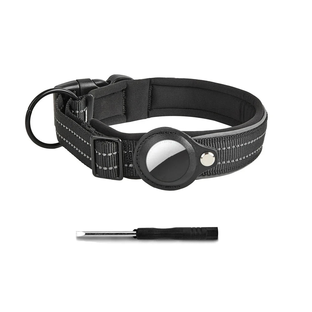 Reflective Airtag Dog Collar, Heavy Duty Dog Collar with Adjustable Airtag Holder Case Accessories for Large Dogs
