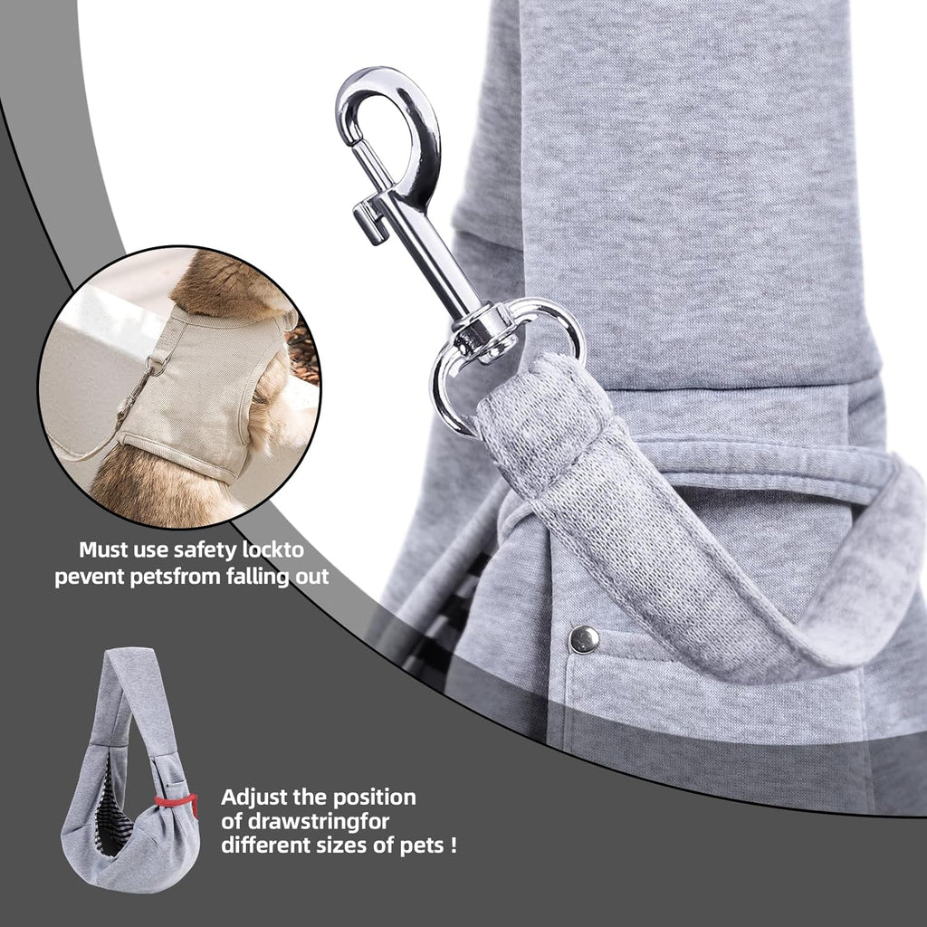 Dog Carrier Sling - Reversible Puppy Carrier Purse with Storage Pocket, Hand-Free Dog Sling Carrier for Carry Small Dogs and Cats, Travel Safety Harness, Dog and Cat Harness
