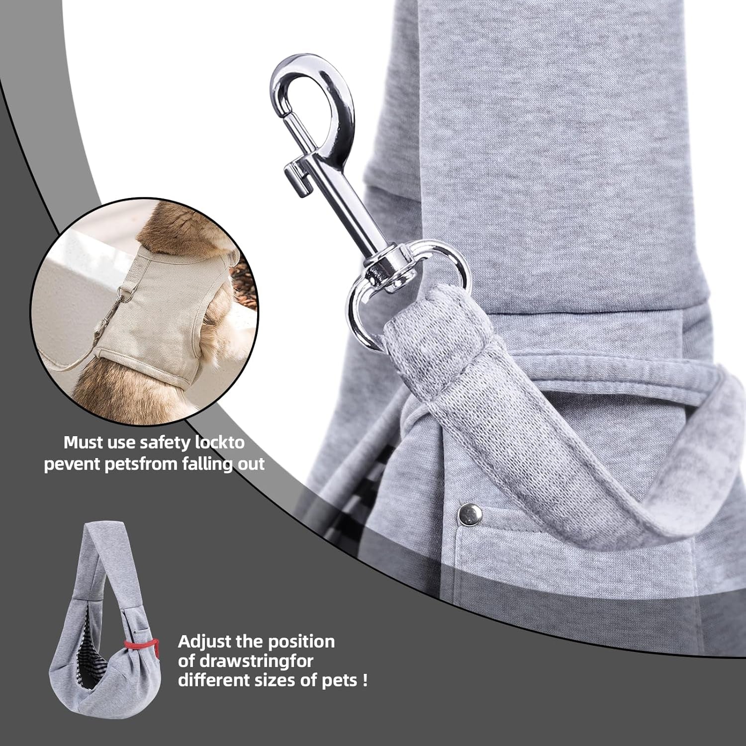 Dog Carrier Sling - Reversible Puppy Carrier Purse with Storage Pocket, Hand-Free Dog Sling Carrier for Carry Small Dogs and Cats, Travel Safety Harness, Dog and Cat Harness