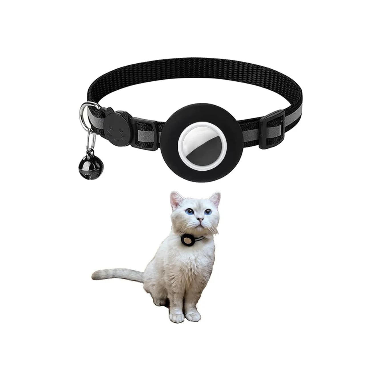 Breakaway Airtag Cat Collar with Reflective Strip, Compatible with Airtag – Lightweight and Adjustable Kitten Collar for Boy and Girl Kittens, Includes Safety Release Buckle and Bell