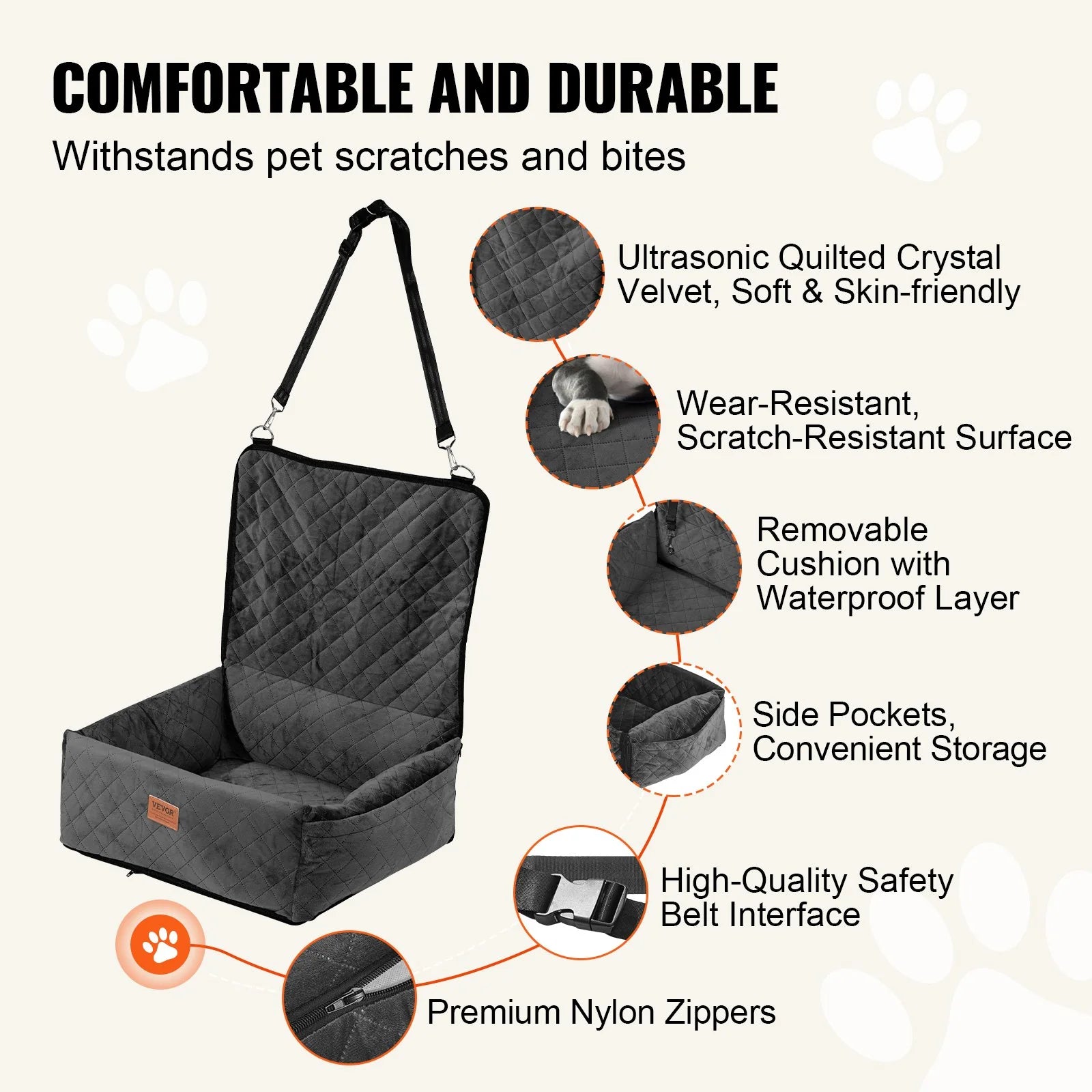 Dog Booster Car Seat Pet Car Seat for Small Medium Dog up to 40 Lbs Black