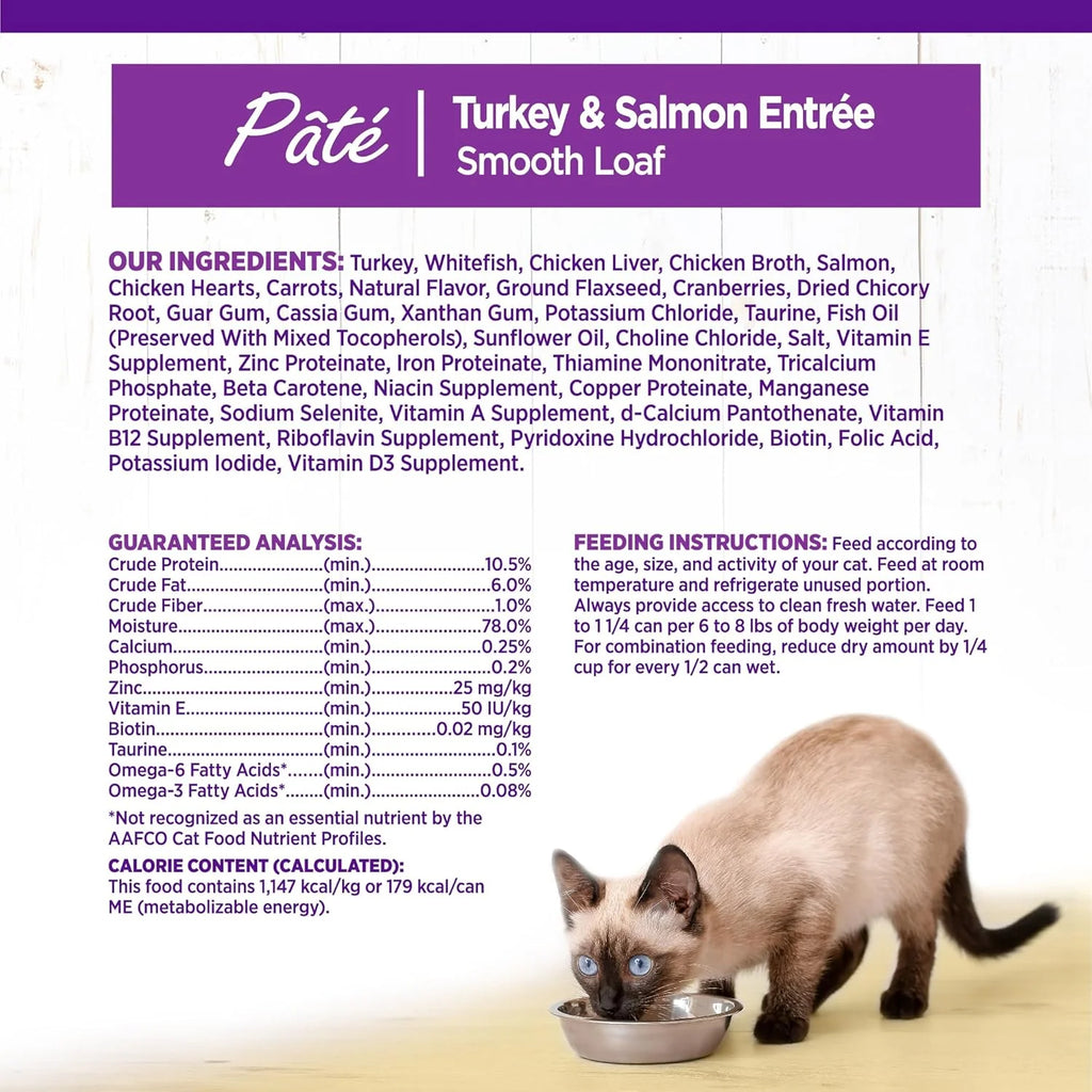 Health Pate Adult Wet Cat Food, Natural, Protein-Rich, Grain Free, 3 Ounce, 24 Pack, (Turkey &Salmon)