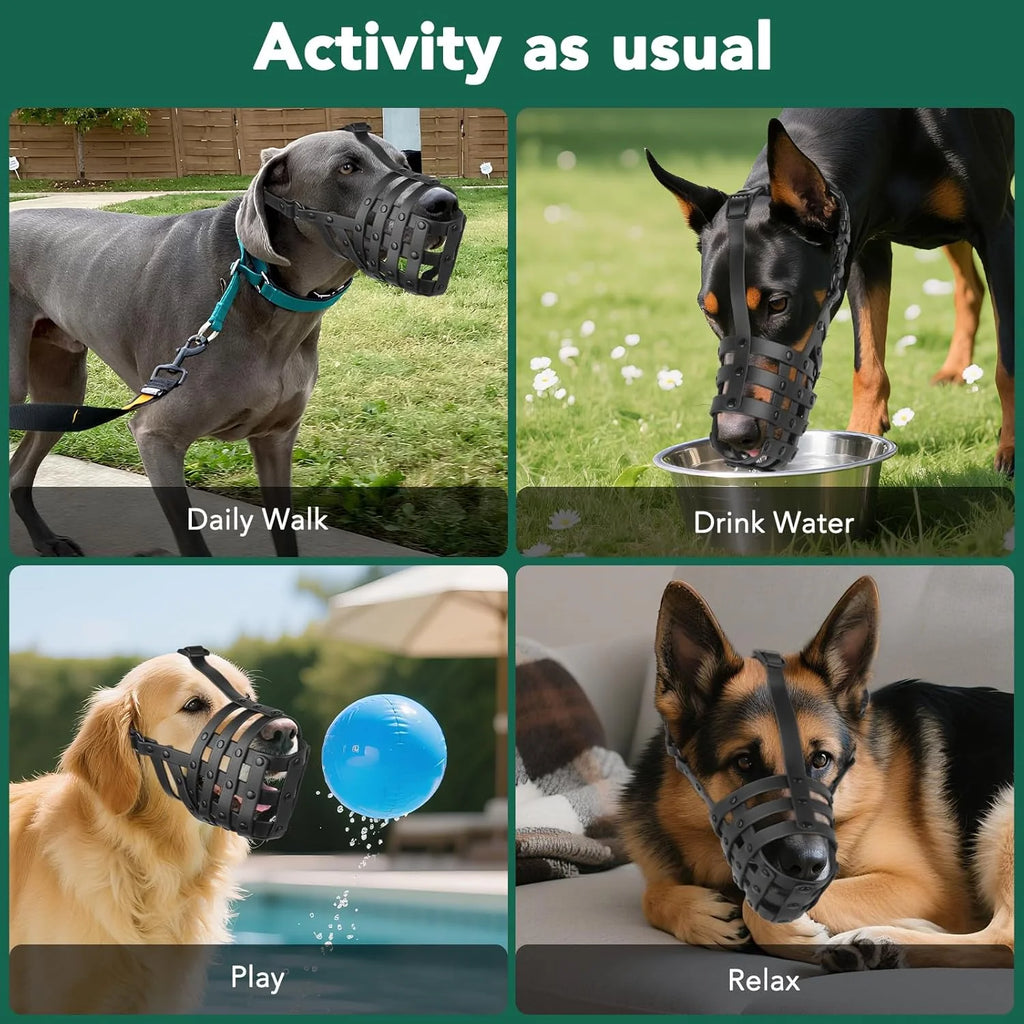 Dog Muzzle for Medium Large Dogs, Humane Basket Muzzle, Soft & Lightweight & Adjustable | anti Biting Chewing Eating, Suits Training Walks Grooming Vet Visits, Drink & Pant Easily L