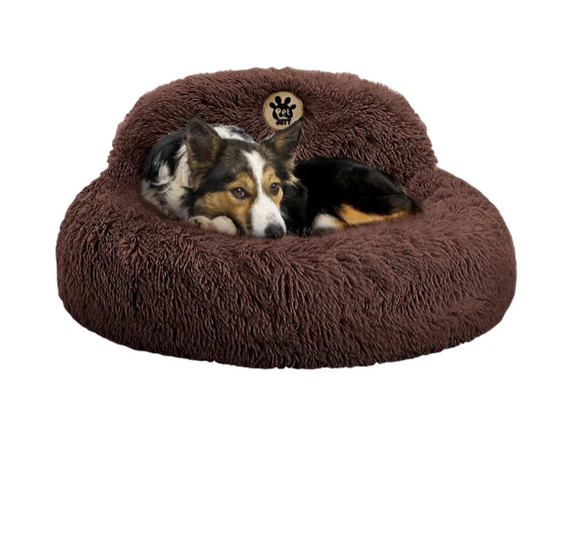 Petjett Calming Dog Bed Medium Size Dog - Donut Bed, Anti-Slip & Washable Super Soft Fluffy Plush round Bed, Anti-Anxiety Premium Comfort Pet Bed, Fits Dogs- Brown