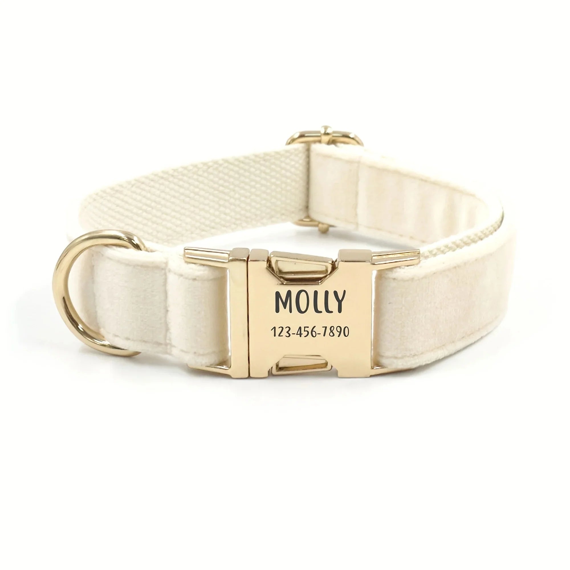 1Pc Personalized Dog Collar Velvet, Engraving Custom Name Phone Number ID Tag, Soft Comfy Adjustable Collars for Large