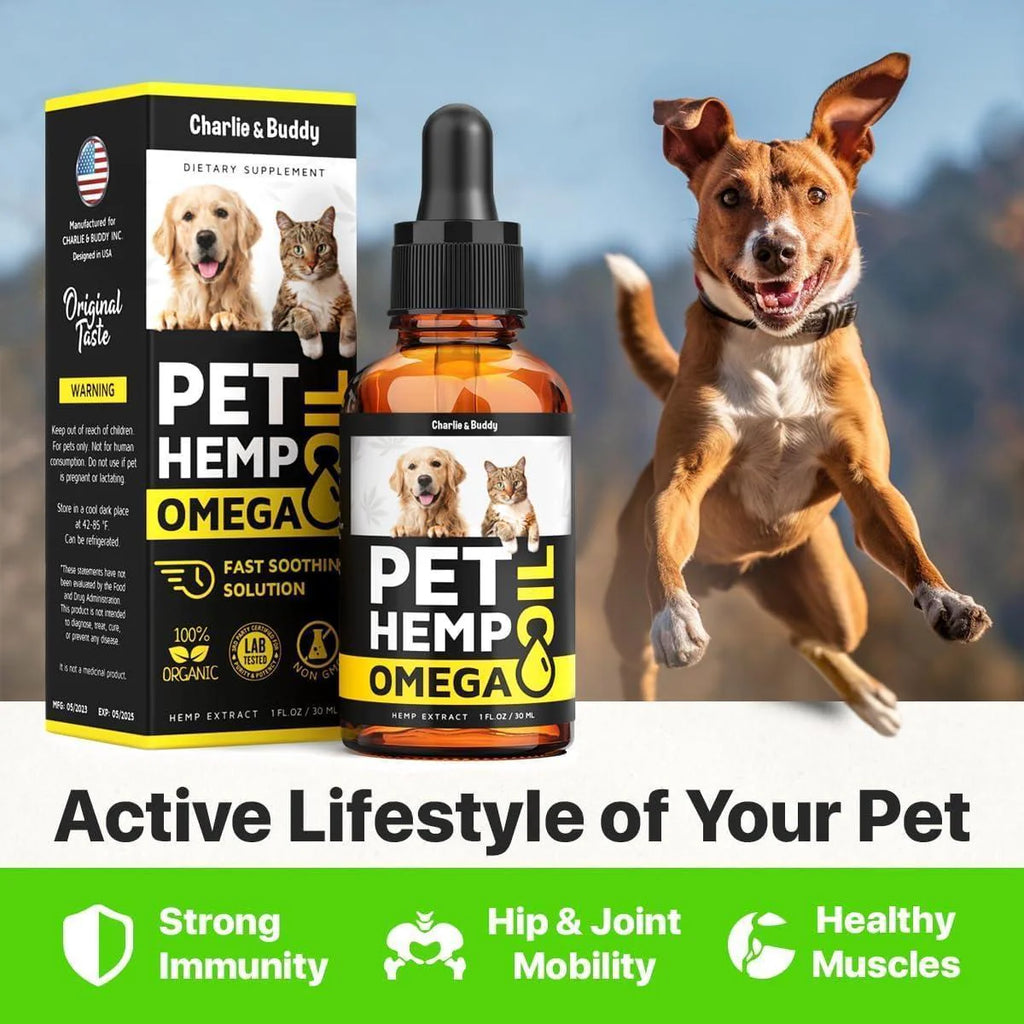Hemp & Salmon Oil for Dogs Omega 3-6-9 Skin & Coat 1 Fl Oz