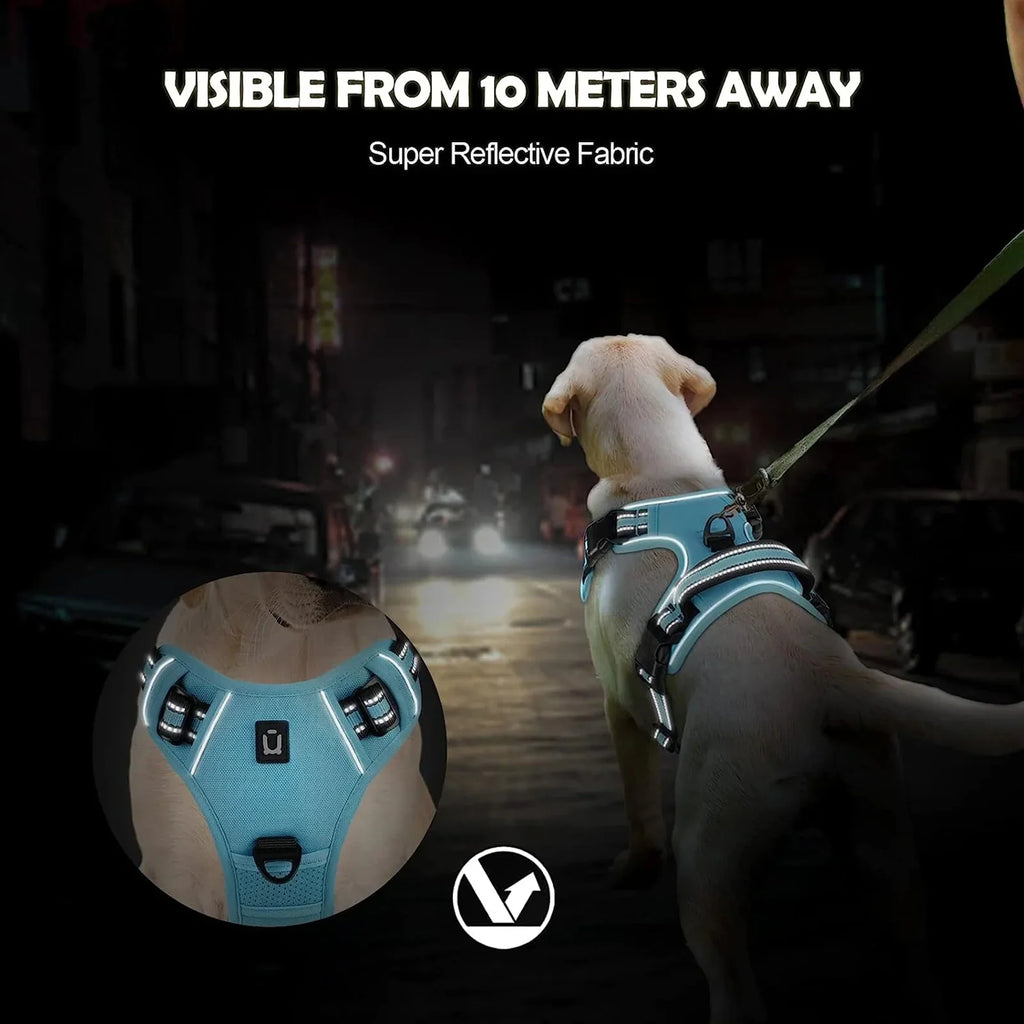 No Pull Dog Harness, Adjustable Soft Padded Pet Vest with Easy Control Handle (M)